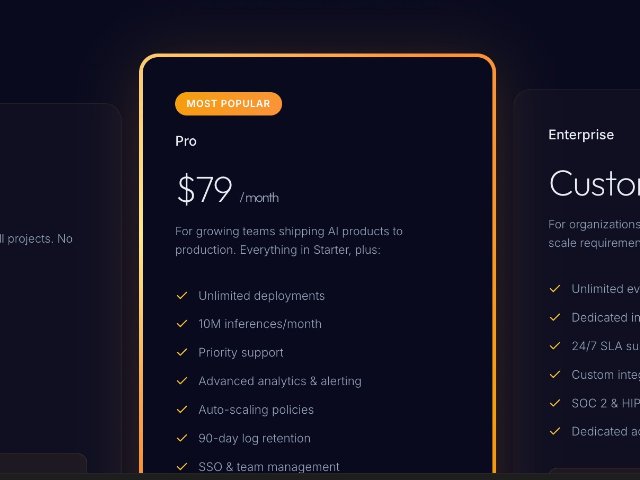 Animated Three-Tier Pricing Section