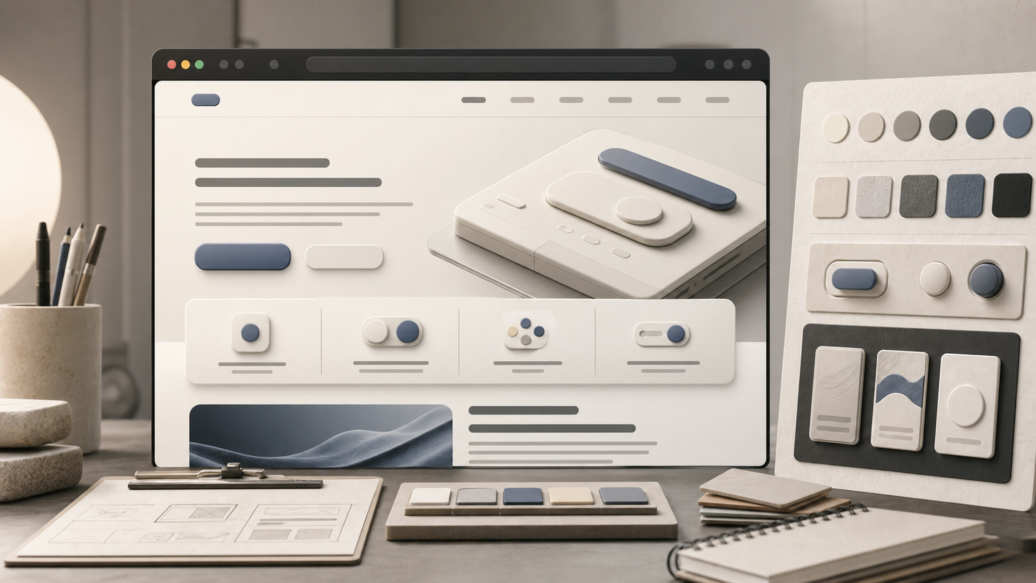 Choose a tactile skeuomorphic direction section illustration