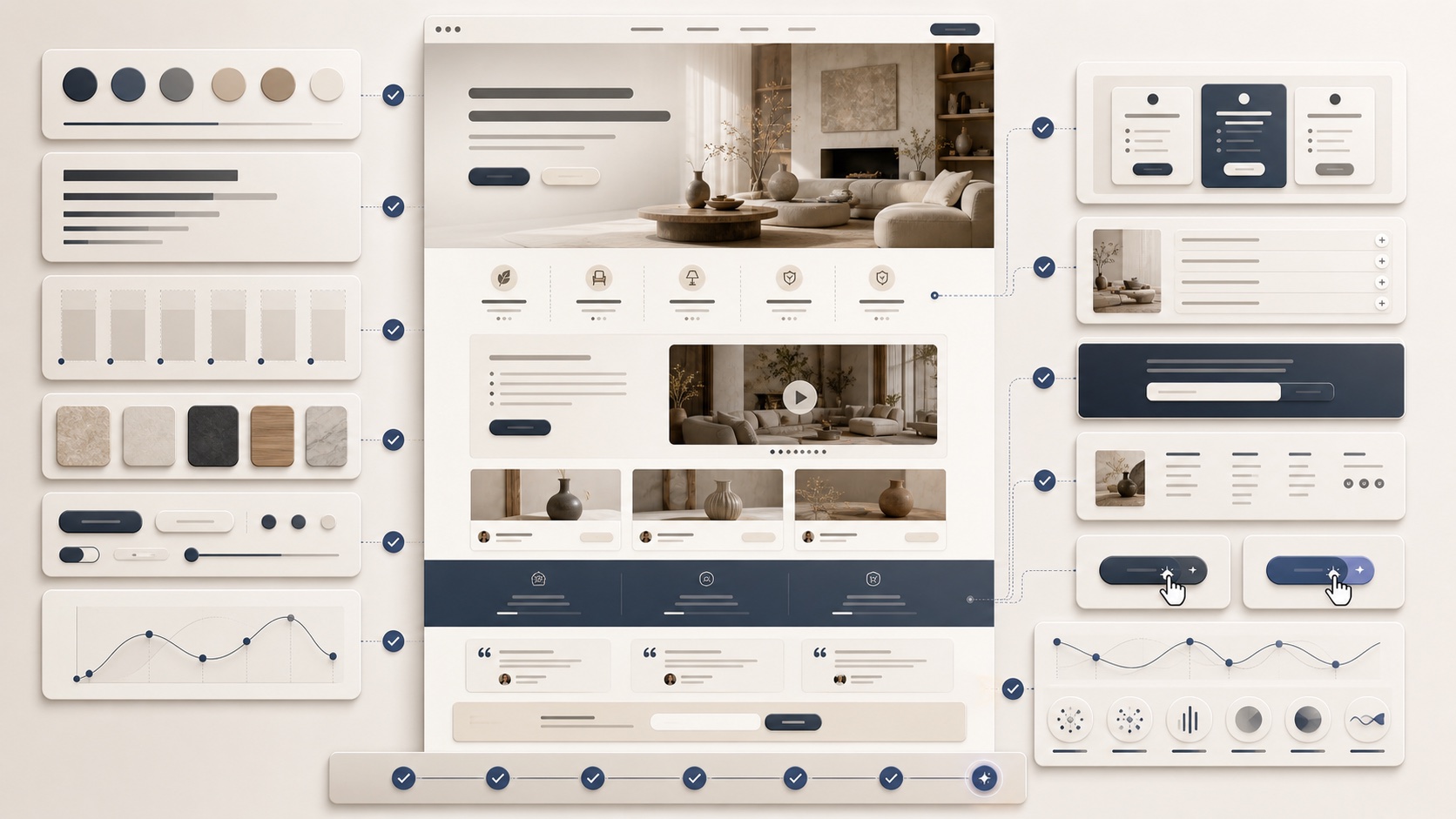 Complete tactile landing page polish across pricing, FAQ, CTA, footer, and motion details