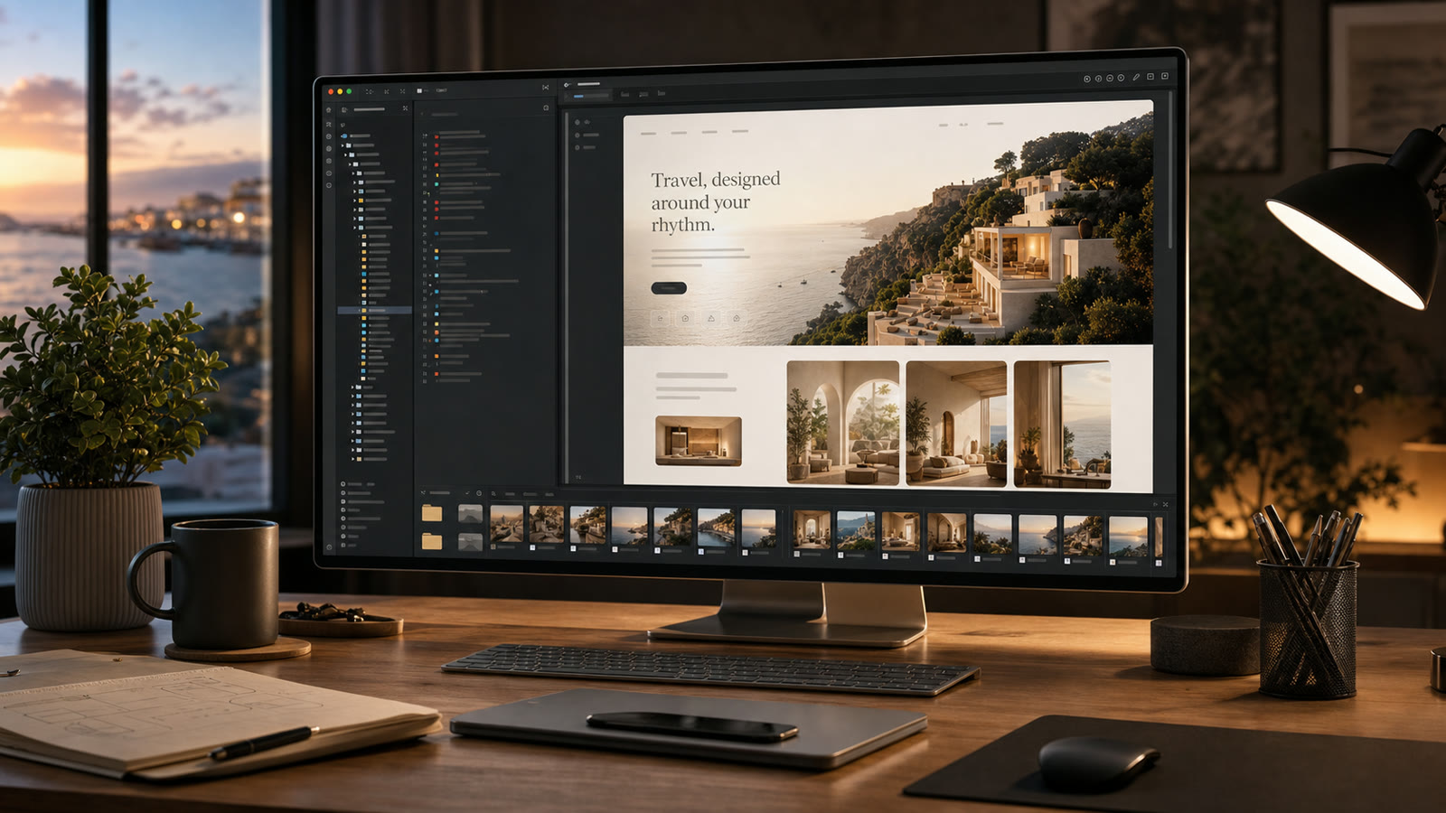 Aura landing page export prepared in a local coding workspace with HTML files, image assets, and a live preview