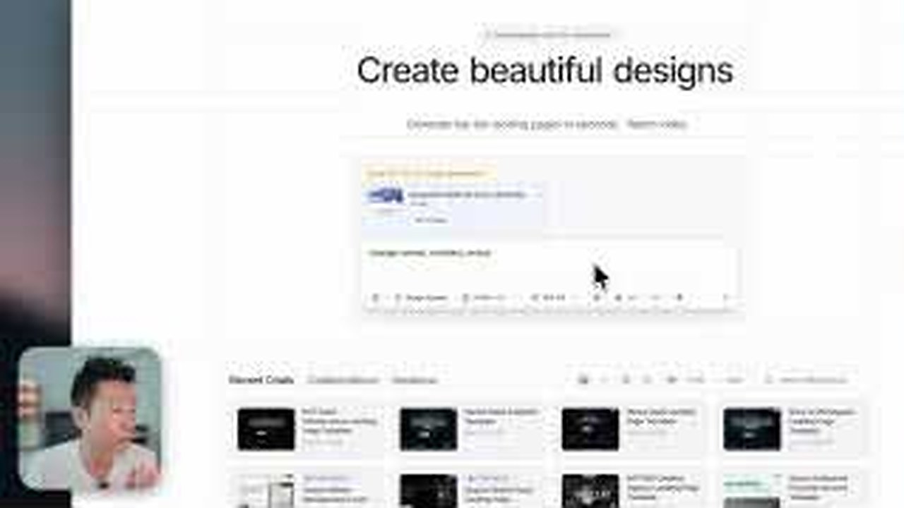 Video frame showing Aura prompt and reference setup for a landing page workflow