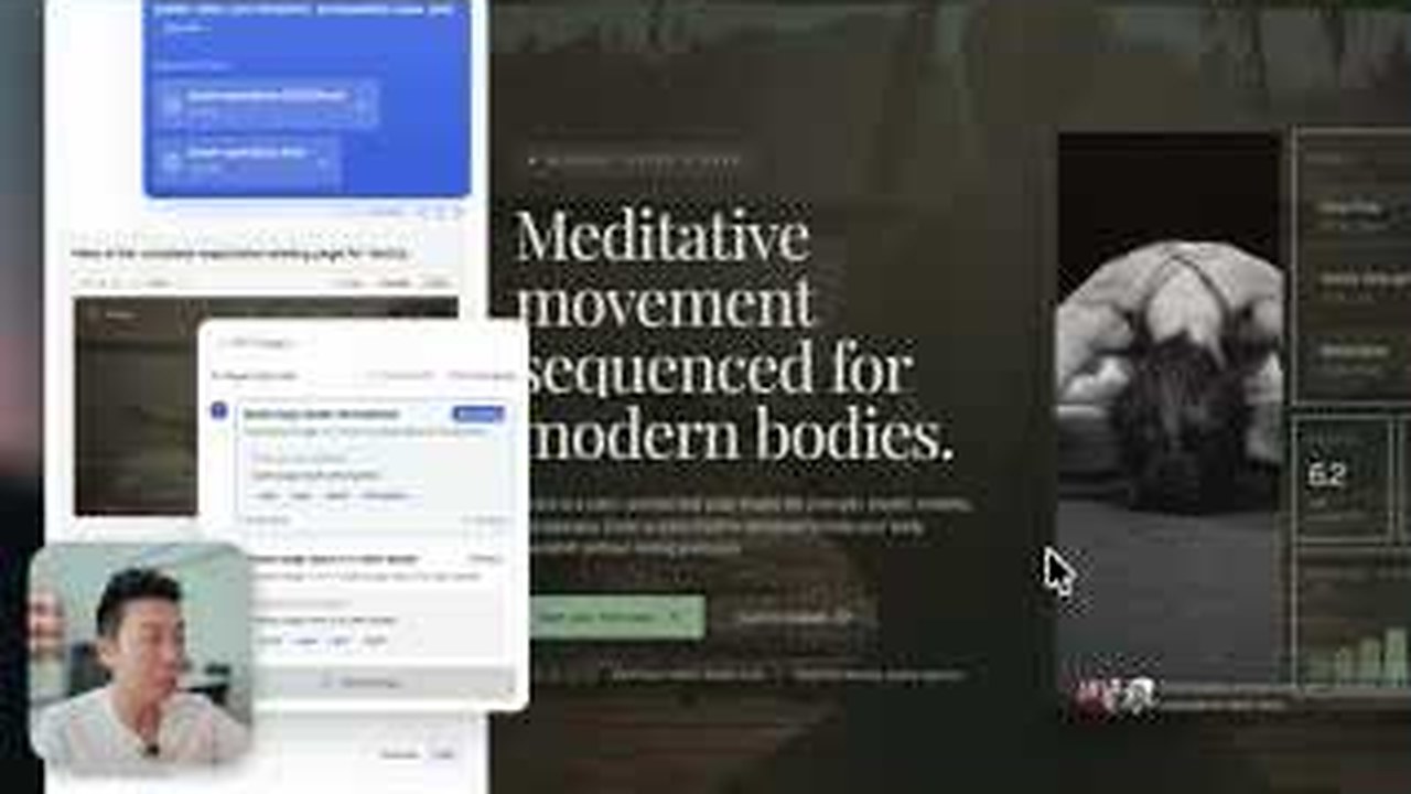 Video frame showing contextual generated media being added to a landing page