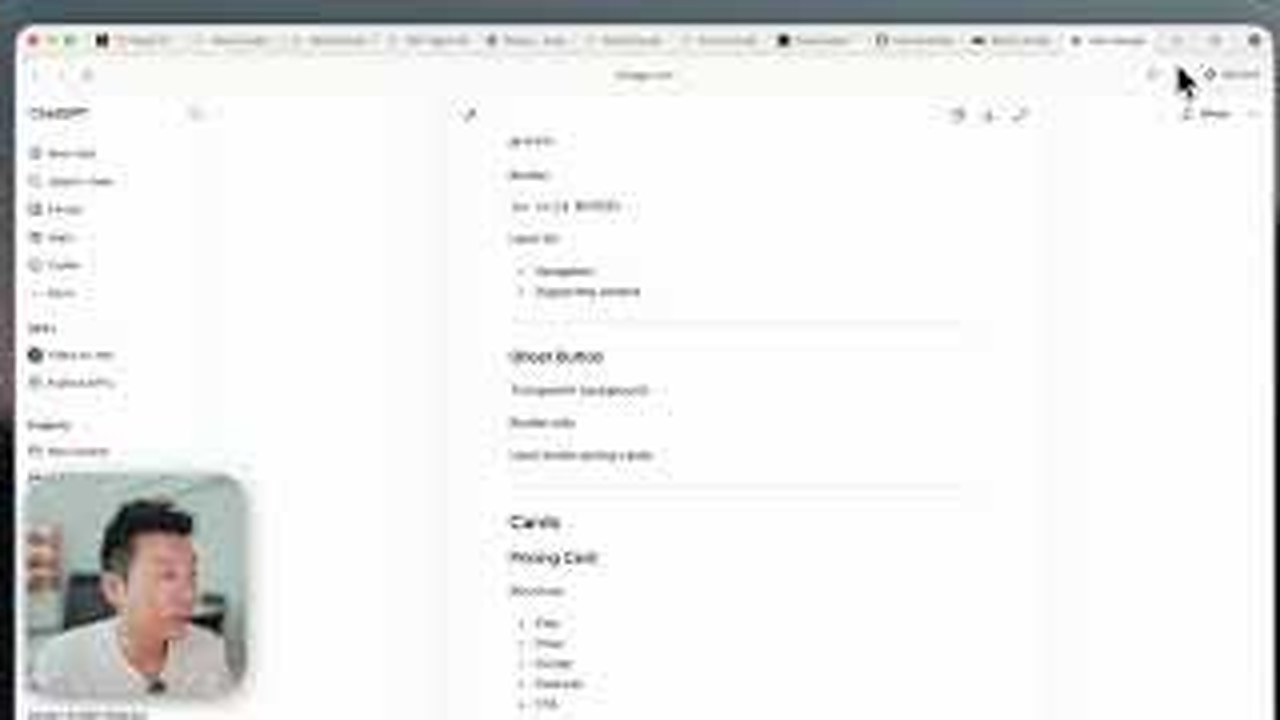 Video frame showing reusable design system notes created from the workflow