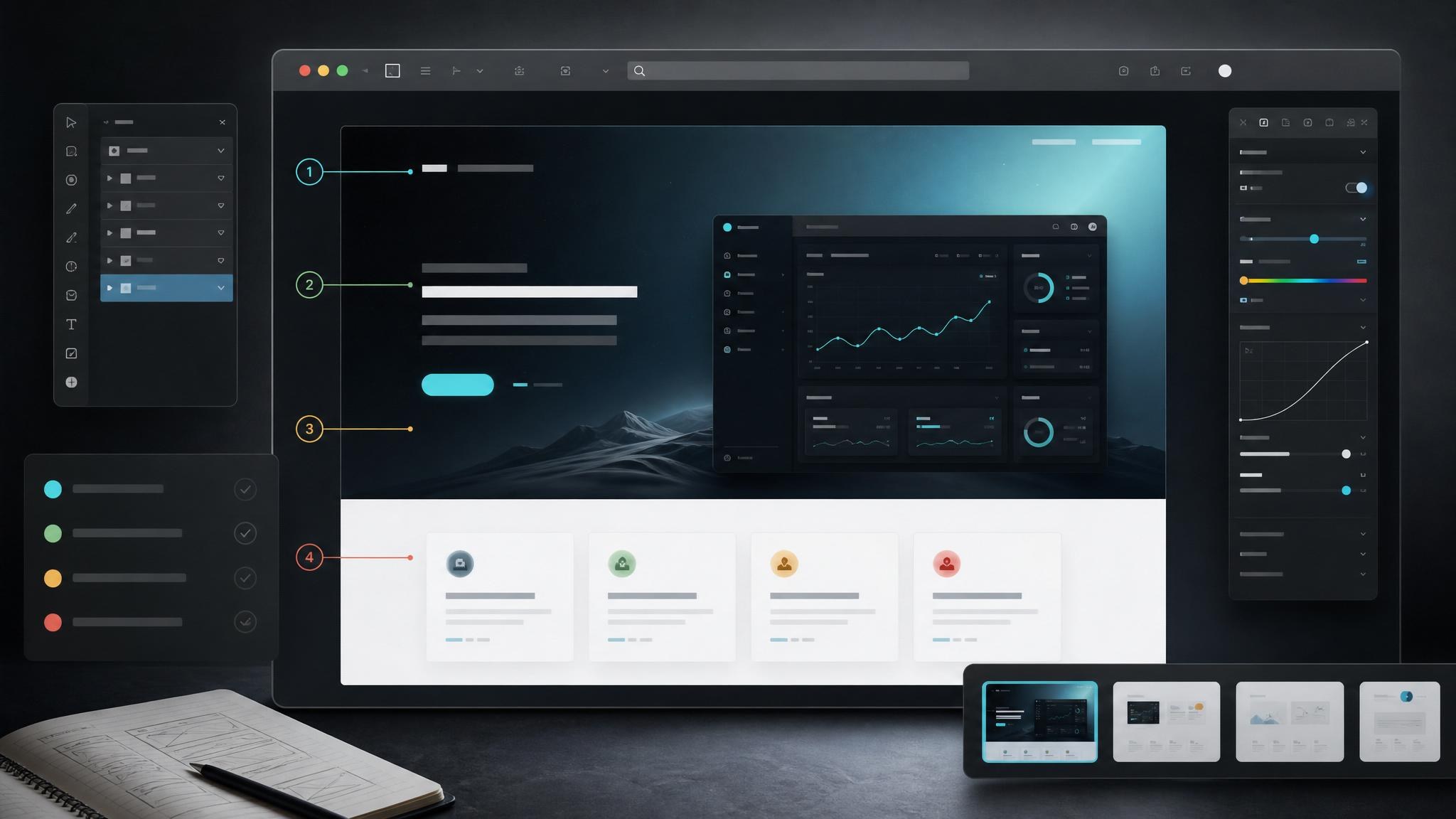 Landing page hero cleanup stage with refined hierarchy, dashboard details, and reduced generic AI artifacts