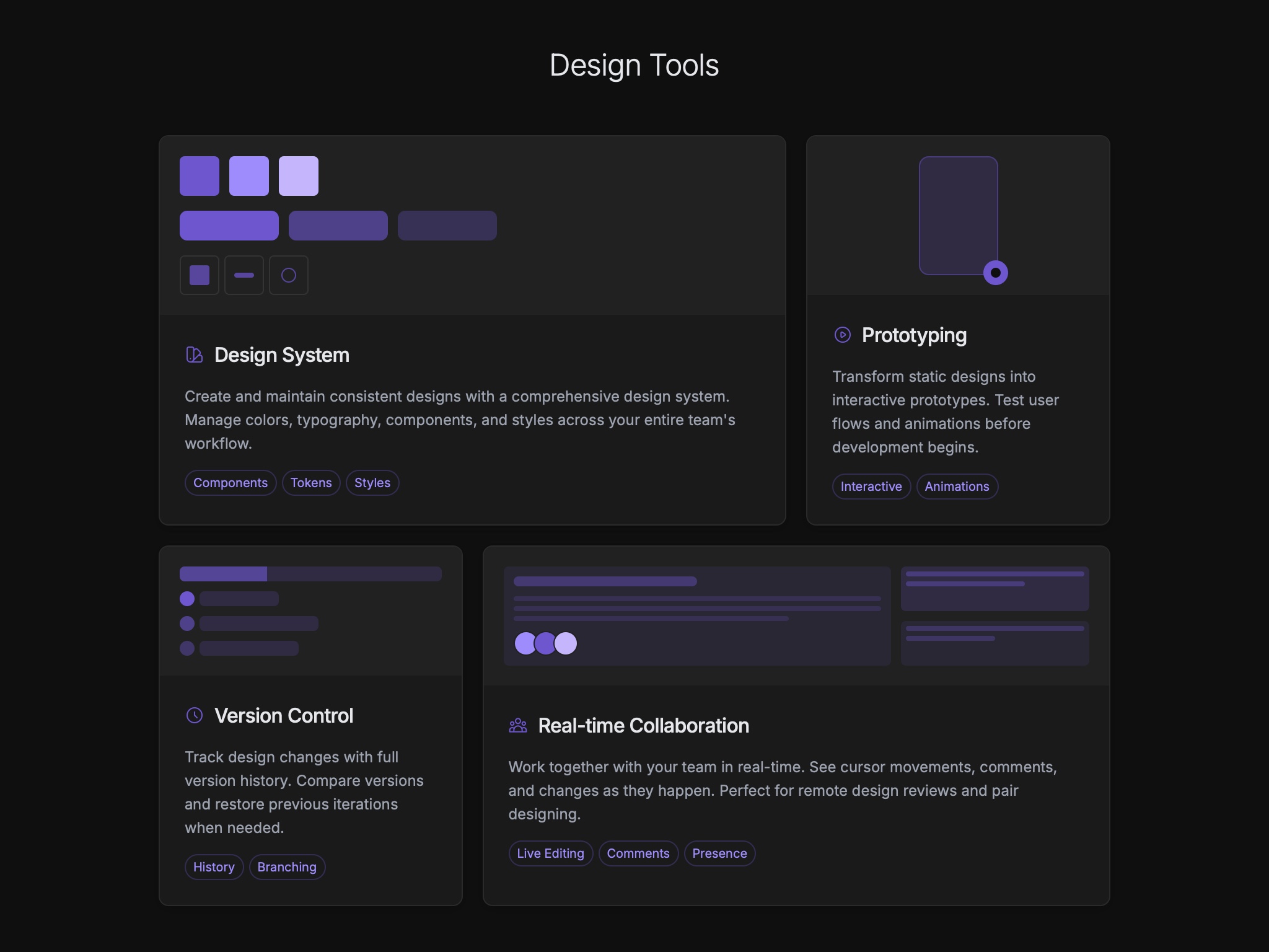 Preview for Design Tools Features Grid