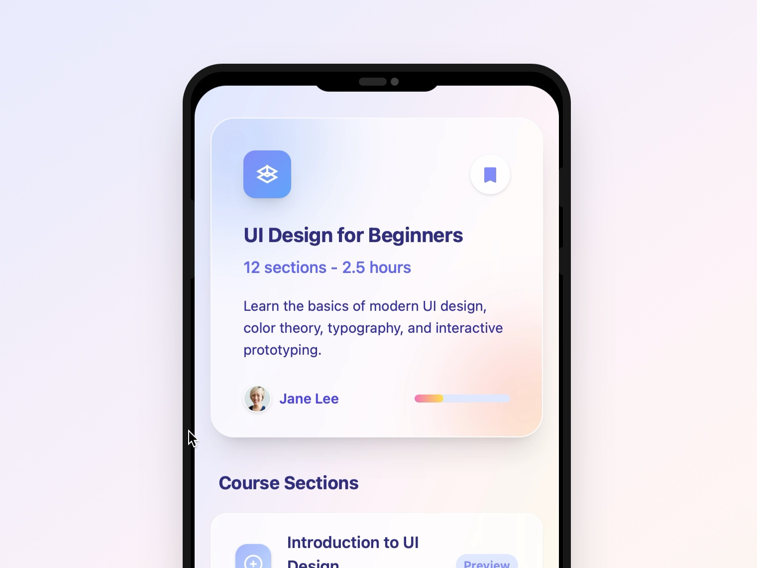 Preview for iPhone Frame UI with Course Card
