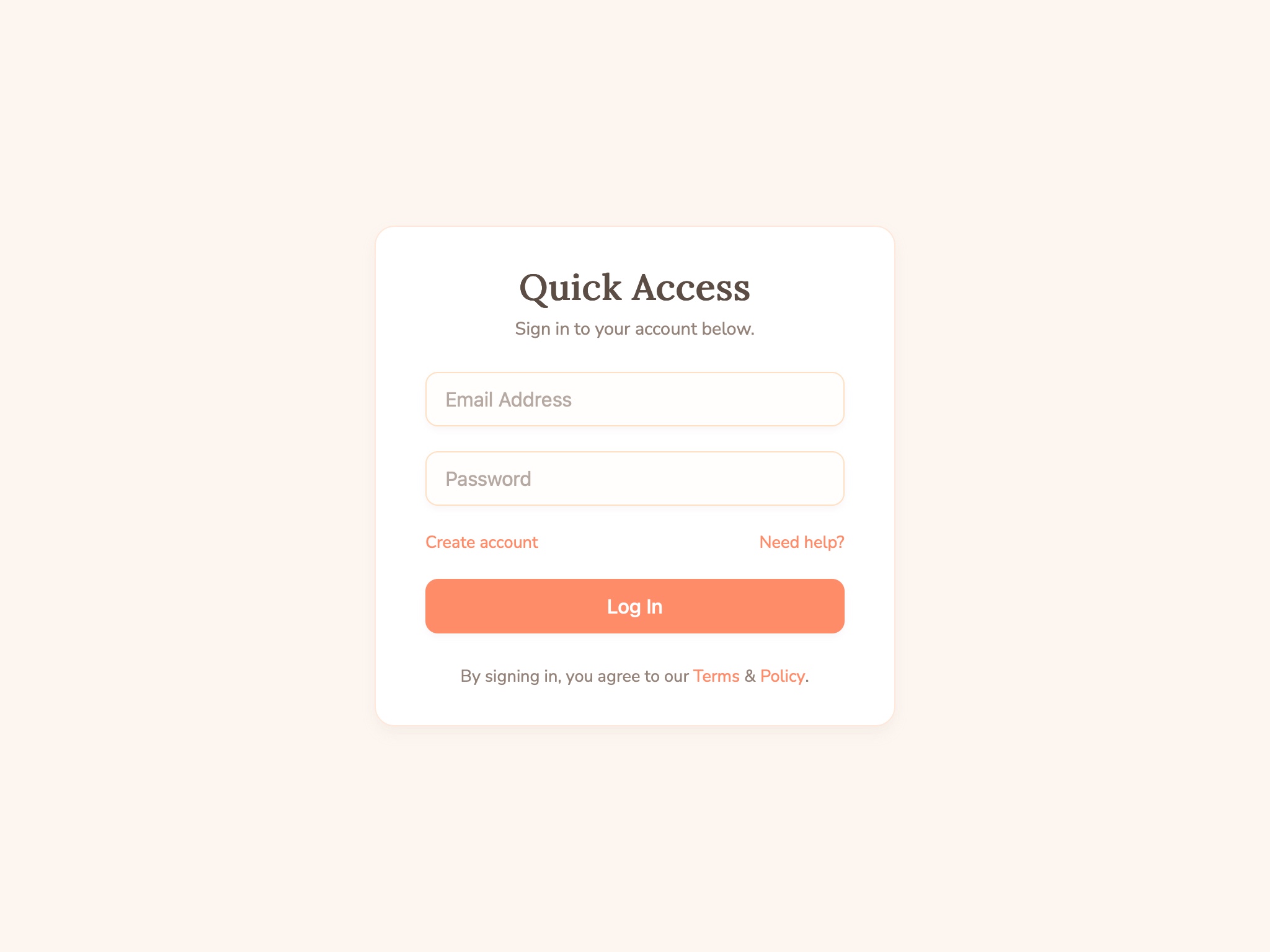 Preview for User Login Form Interface
