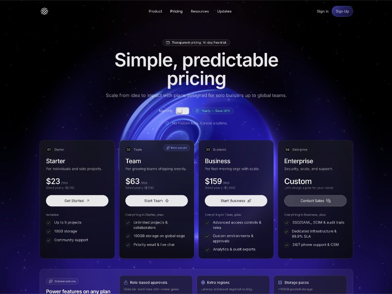 Preview for NovaFlow Pricing Template