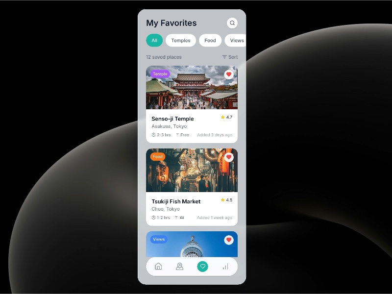 Preview for Favorites List with Filters and Stats