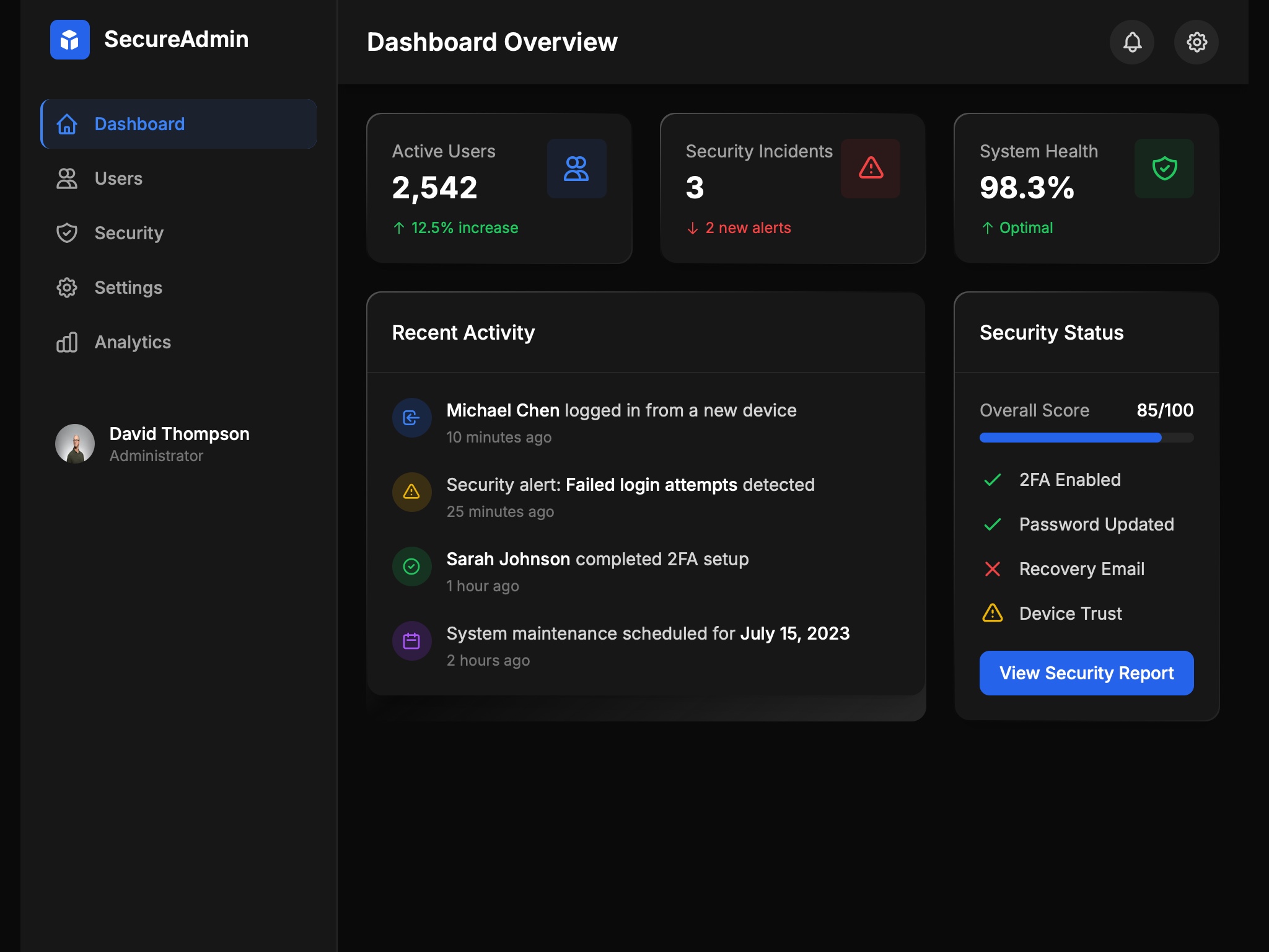 Preview for Admin Dashboard with Sidebar UI