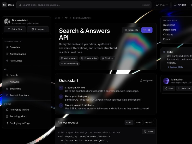 Preview for API Documentation Search Interface