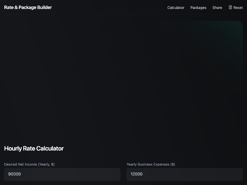 Preview for Hourly Rate and Package Builder v1