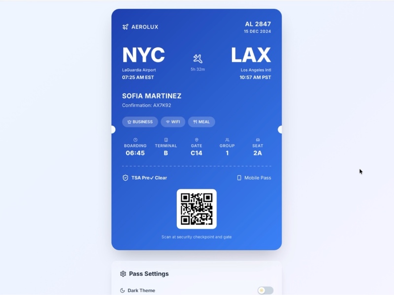 Preview for Digital Boarding Pass UI