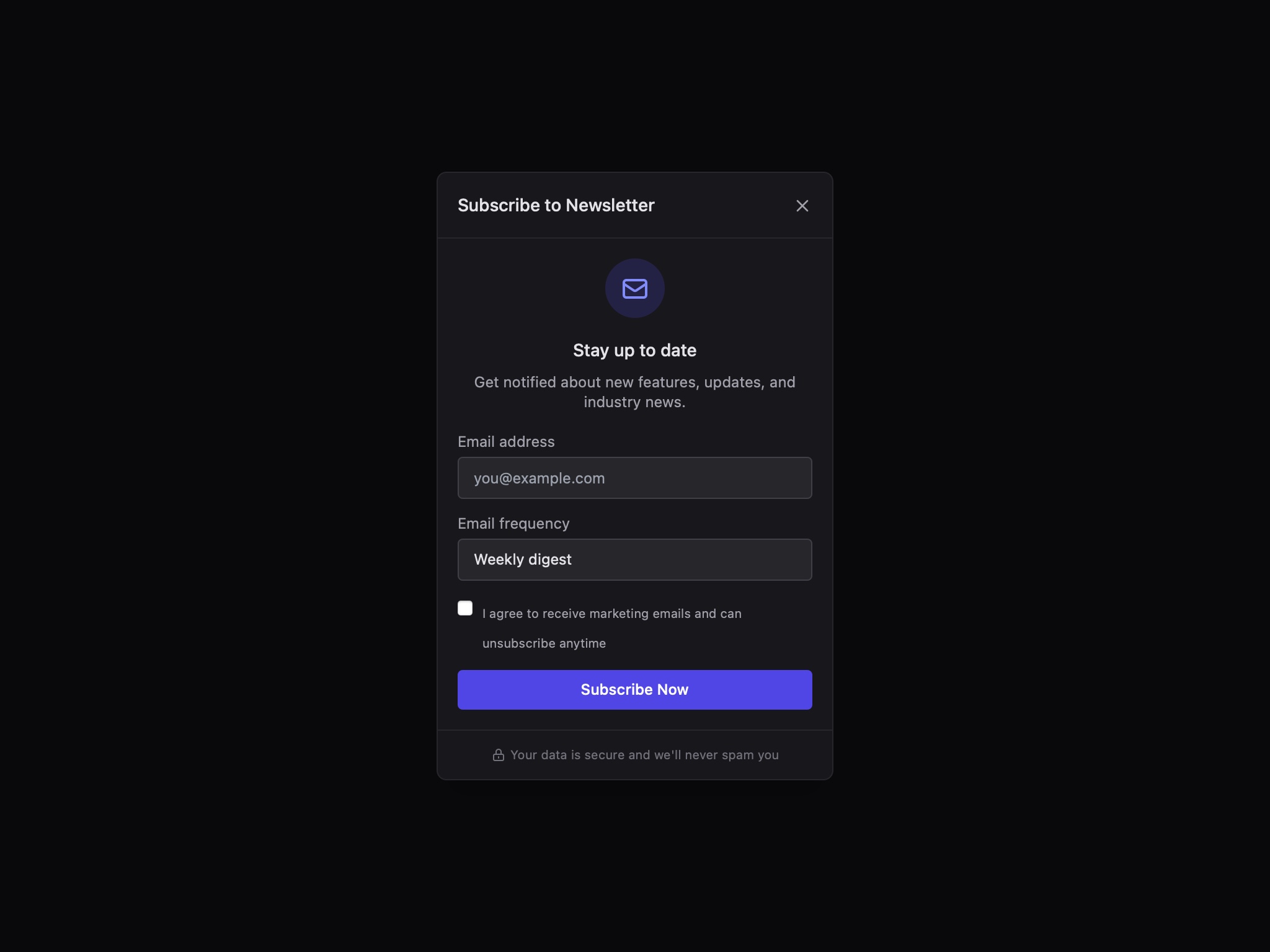 Preview for Newsletter Subscription Form UI