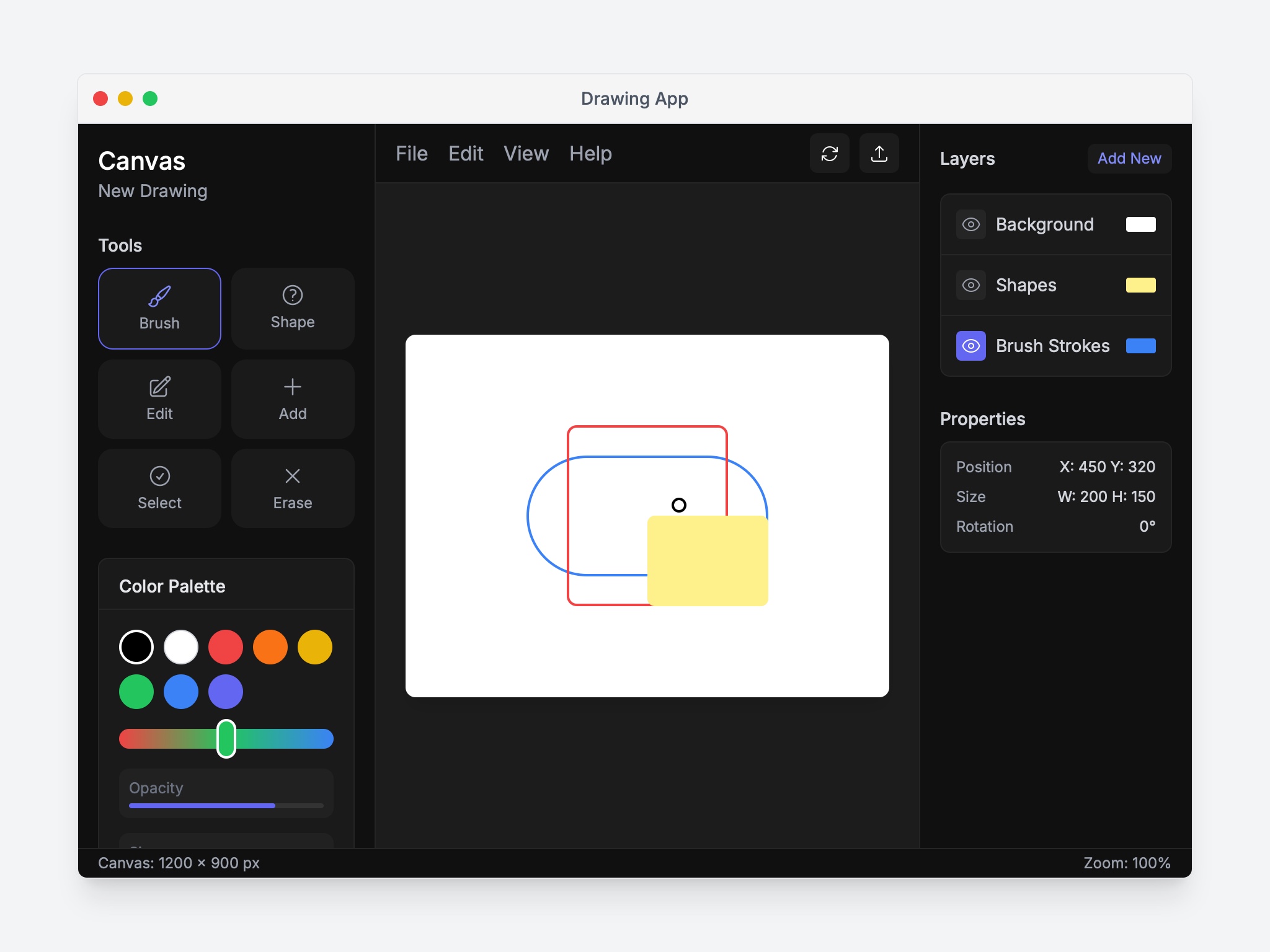 Preview for Drawing App Interface Layout