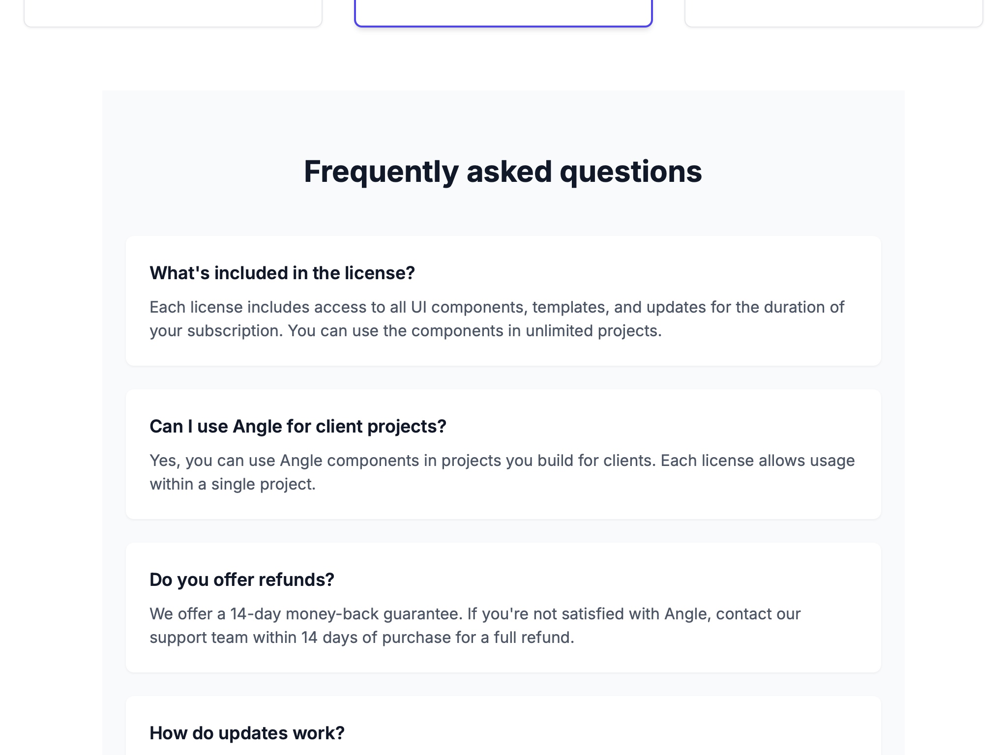 Preview for Pricing Plans and FAQ Section