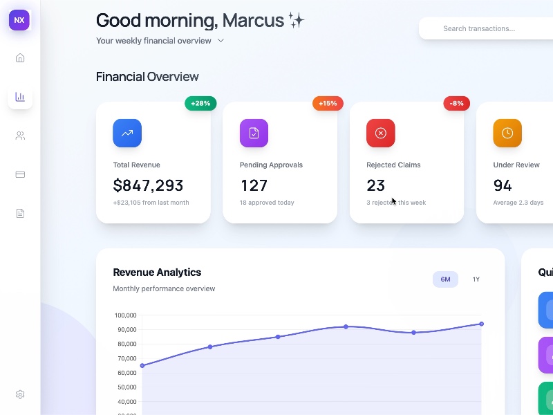 Preview for Finance Dashboard Interface