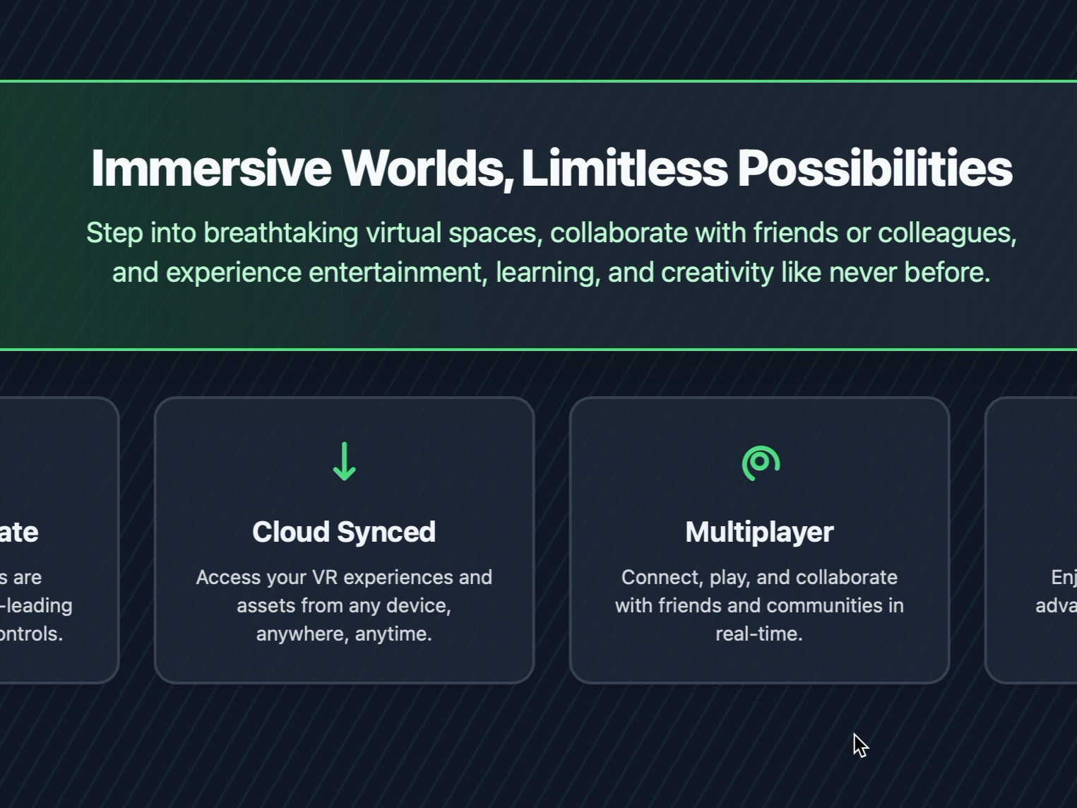 Preview for Virtual Reality Features & Pricing