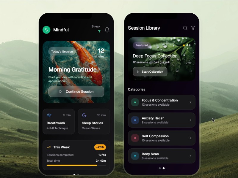 Preview for Mobile Focus and Streak Tracker UI