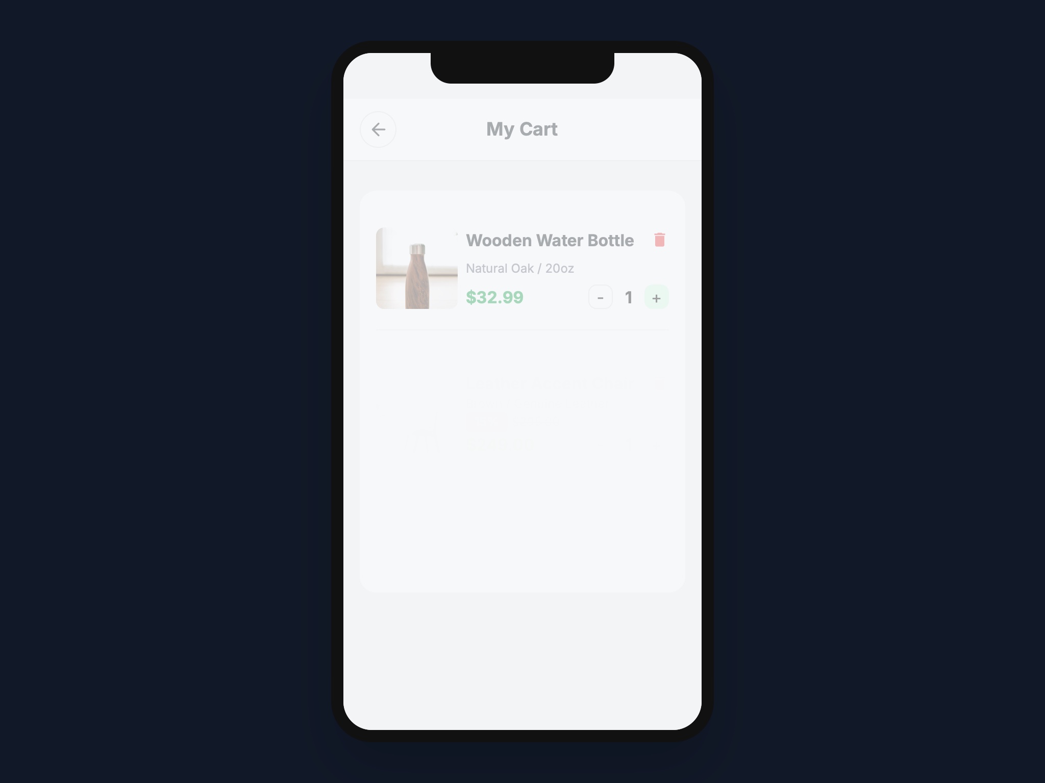 Preview for Mobile Shopping Cart Interface