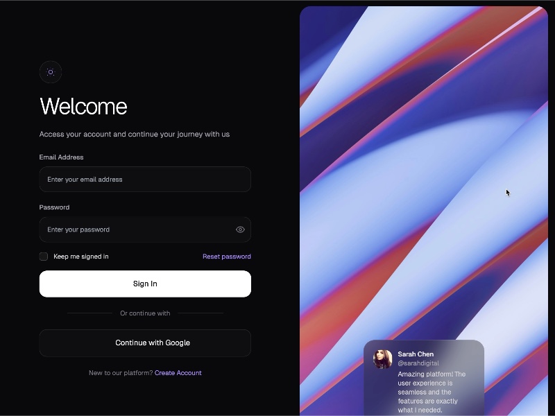 Preview for Account Sign-In Interface