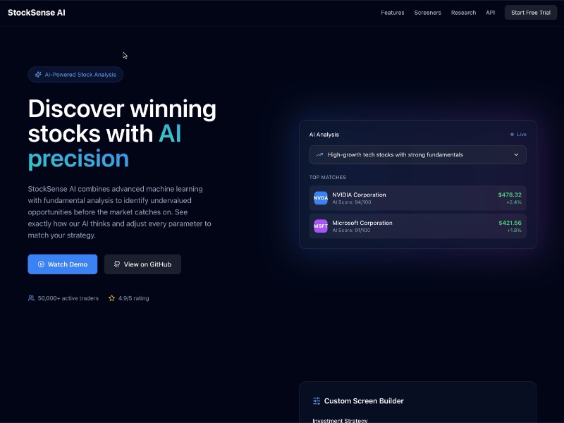 Preview for AI Stock Screening Web Interface