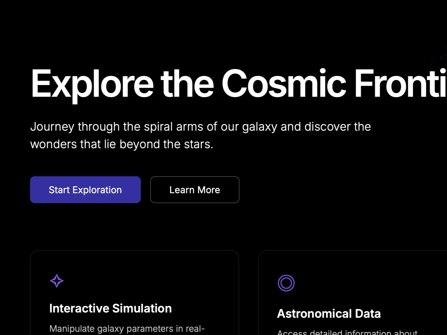 Preview for Galaxy Simulation and Exploration UI