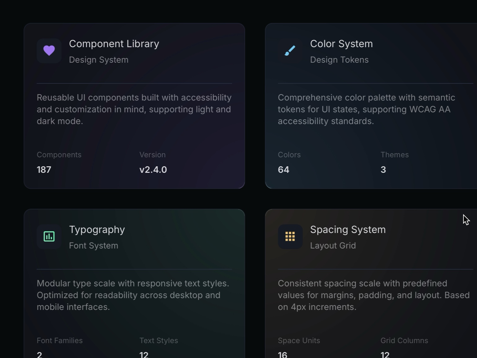 Preview for Interactive Grid of Glow Cards