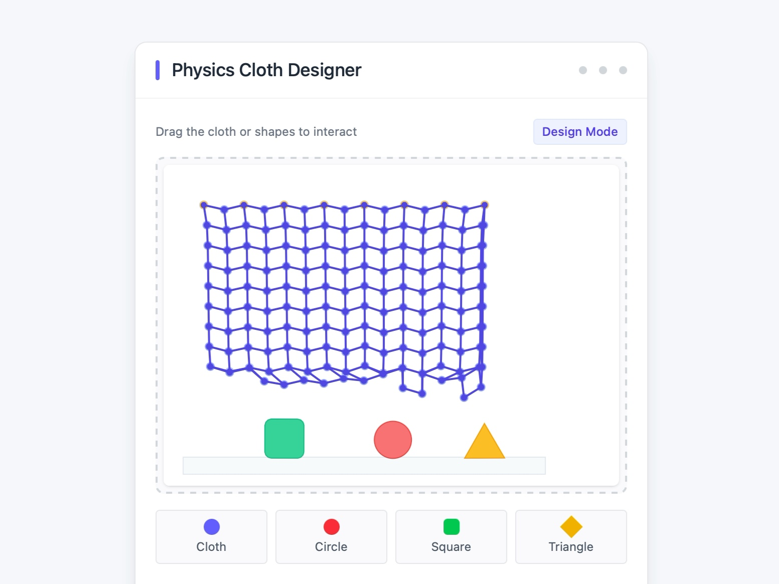 Preview for Physics-Based Cloth Simulation UI