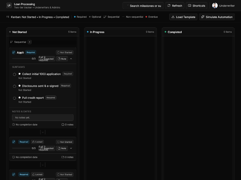Preview for Loan Processing Kanban Tracker v1