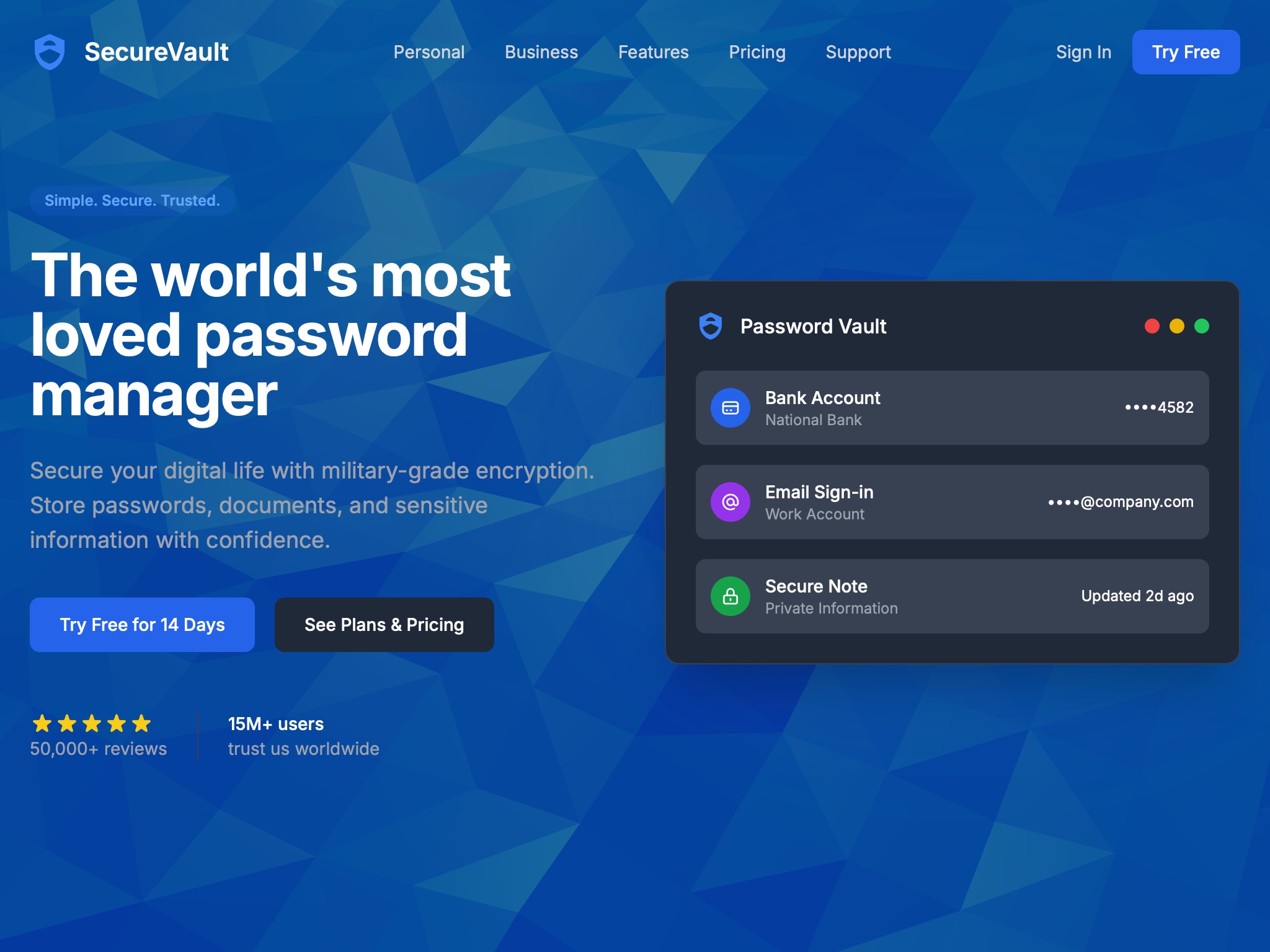 Preview for Password Manager Landing Page
