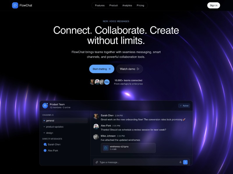 Preview for FlowChat Communication Landing Page Template
