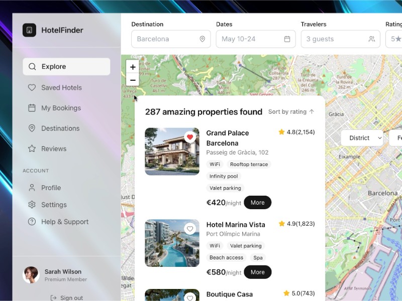 Preview for Hotel Search Dashboard UI