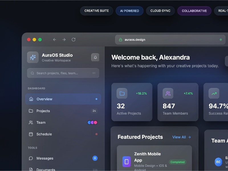 Preview for Glassmorphic Creative Suite UI