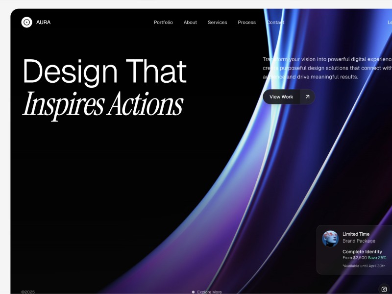 Preview for AURA Design Studio Landing Page Template
