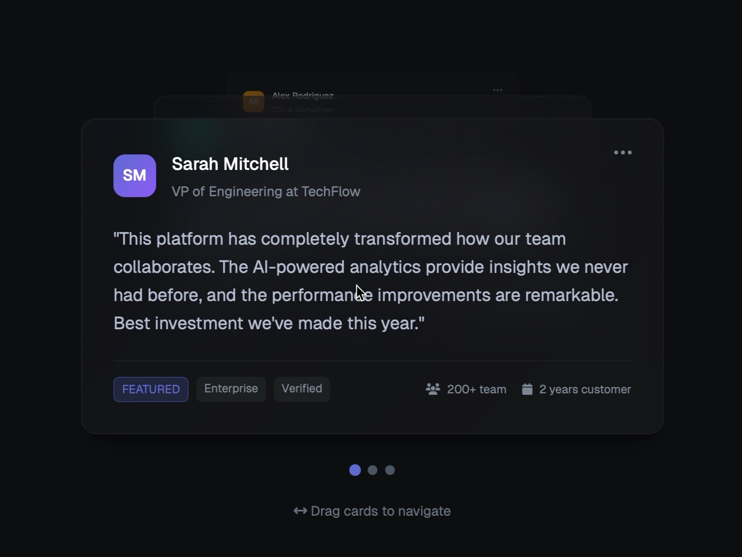 Preview for Interactive Testimonials Card Stack