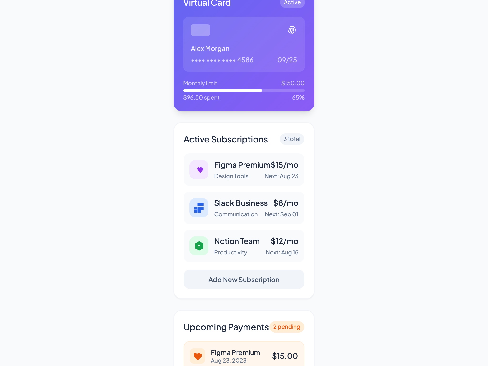 Preview for Subscription Manager Dashboard UI