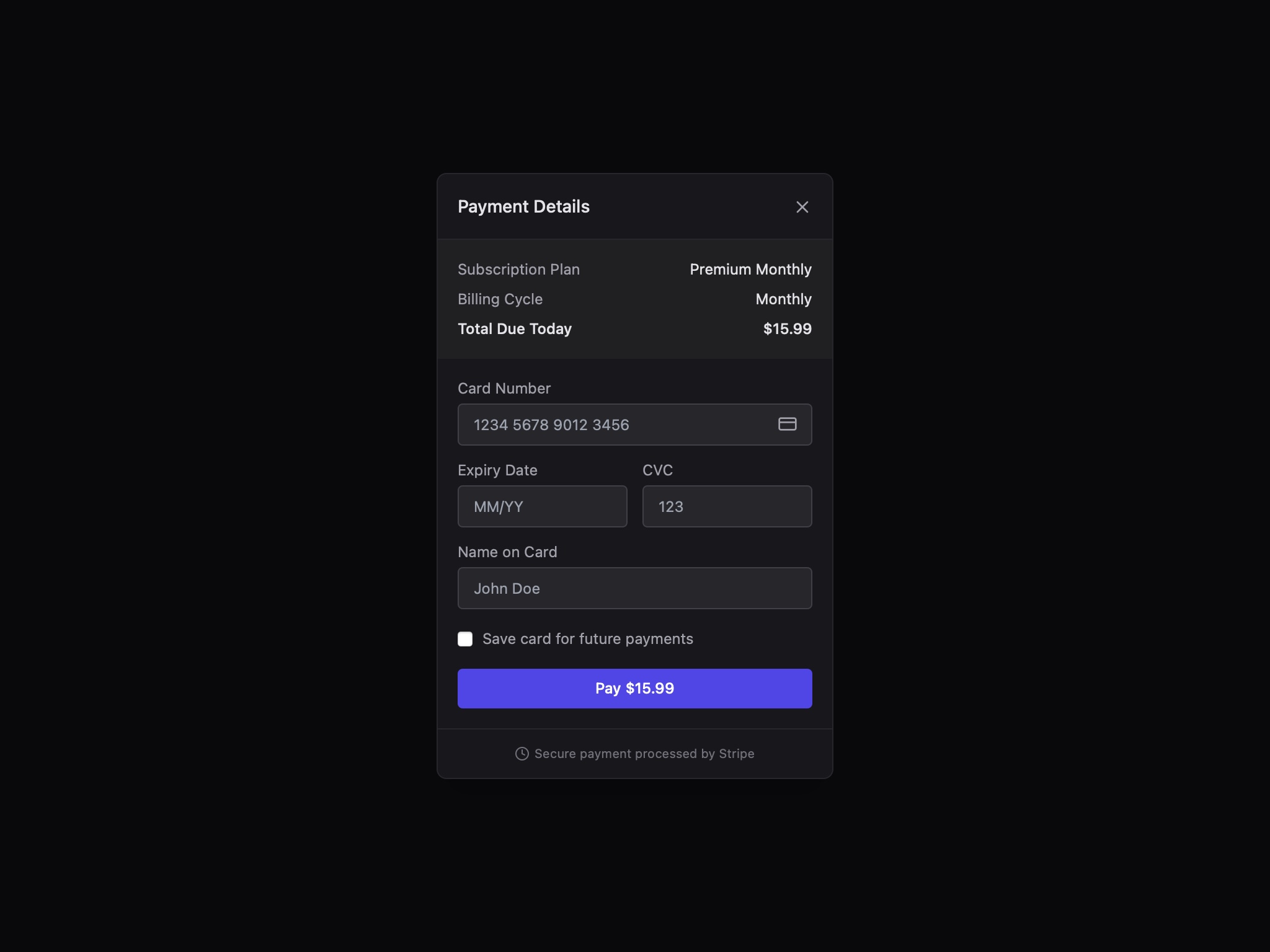 Preview for Payment Details Popover UI