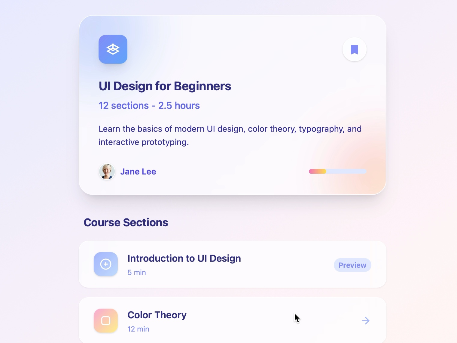 Preview for UI Course Overview and Sections