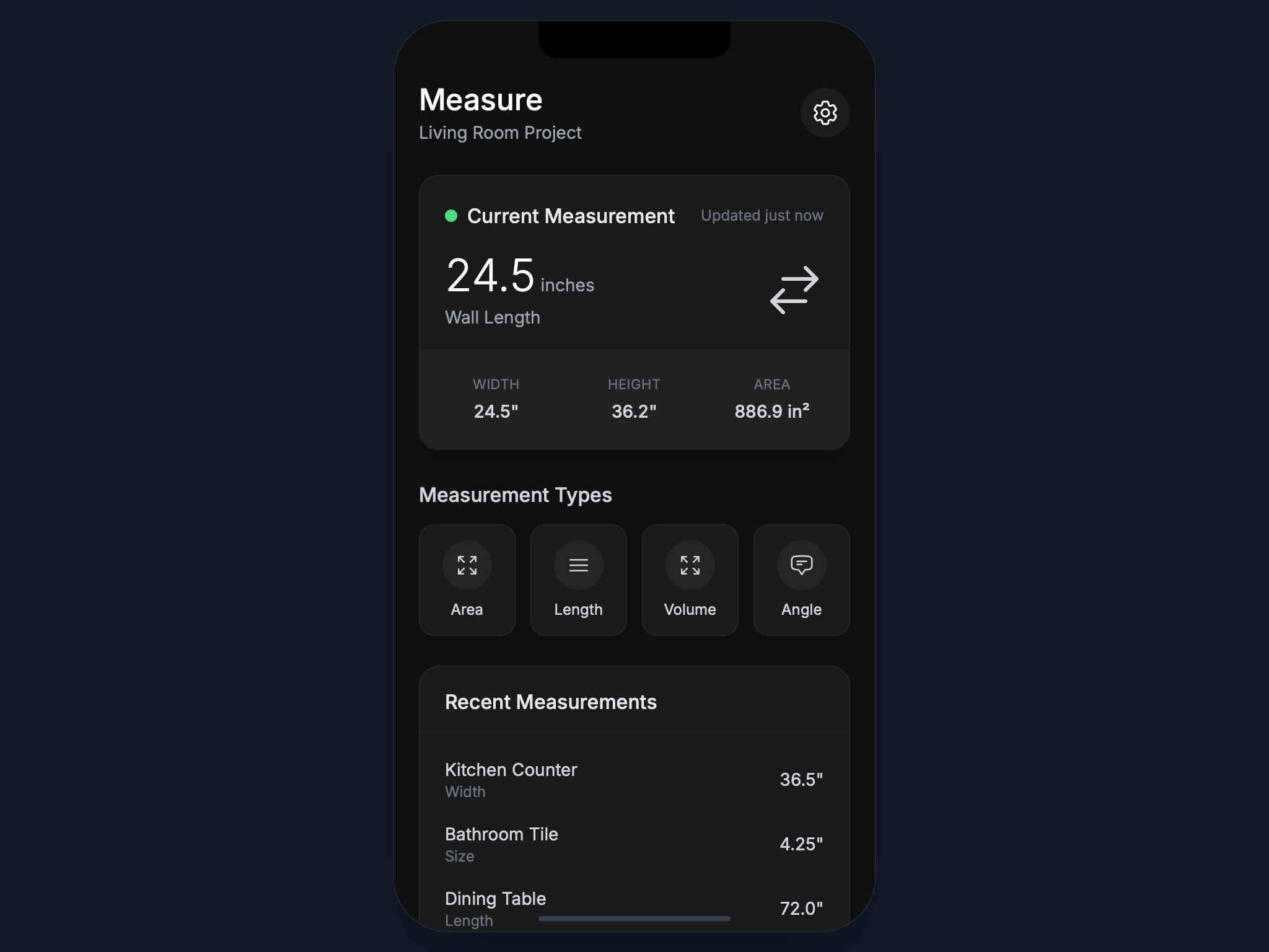 Preview for Room Measurement Dashboard UI