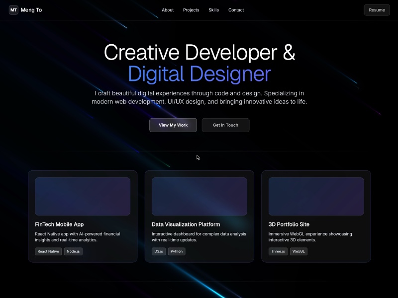 Preview for Interactive WebGL Aurora Background