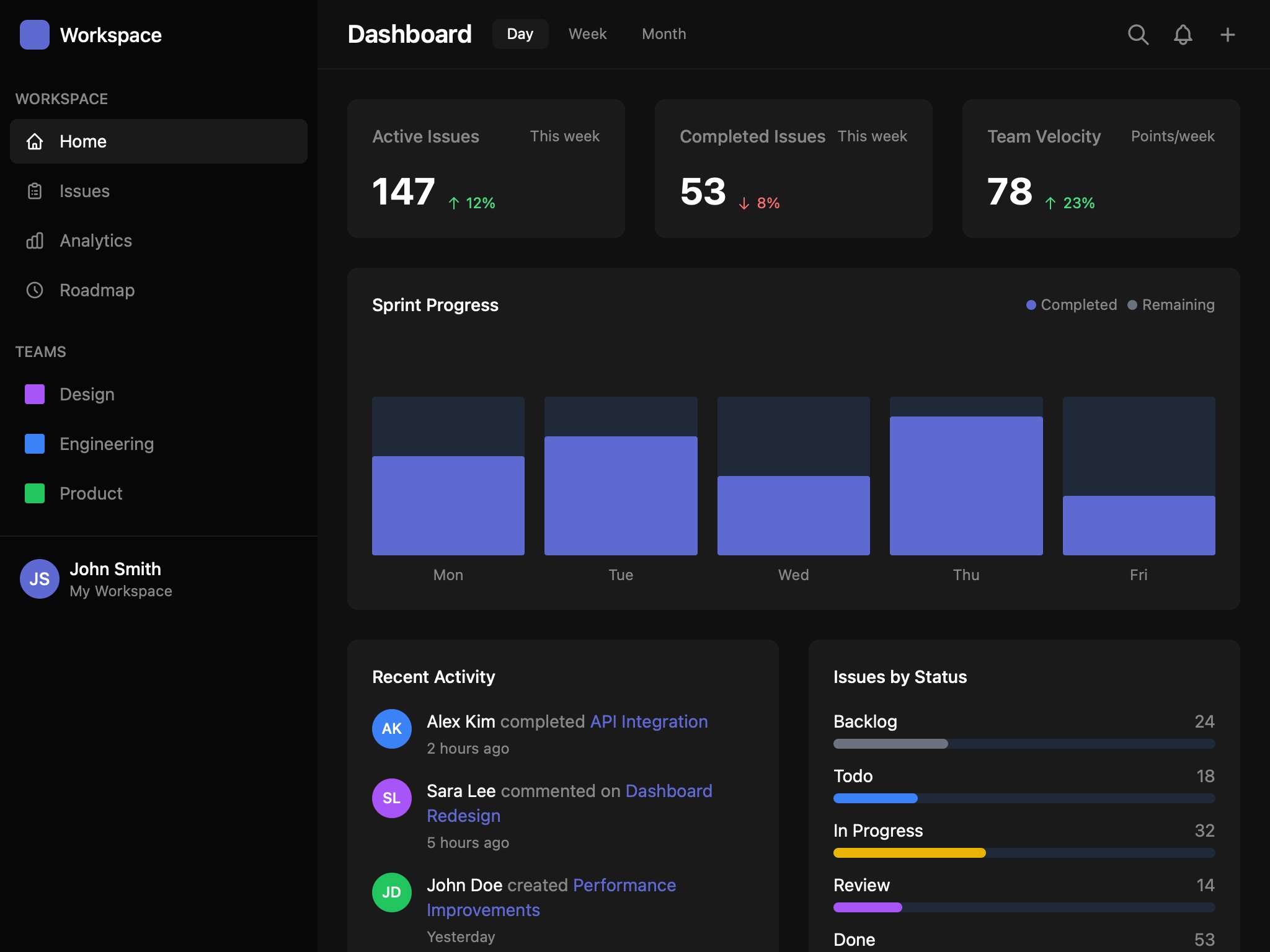 Preview for Project Management Dashboard UI