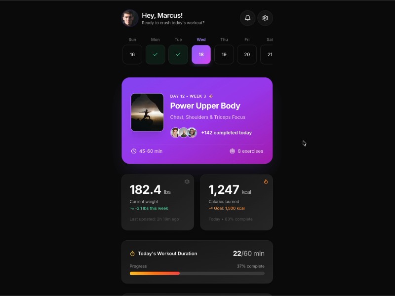 Preview for Personal Fitness Dashboard UI