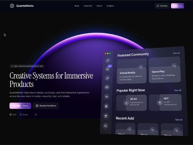 Preview for QuantaWorks Creative Systems Landing Page Template