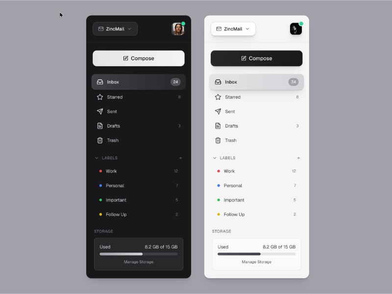 Preview for Email Client Sidebar UI