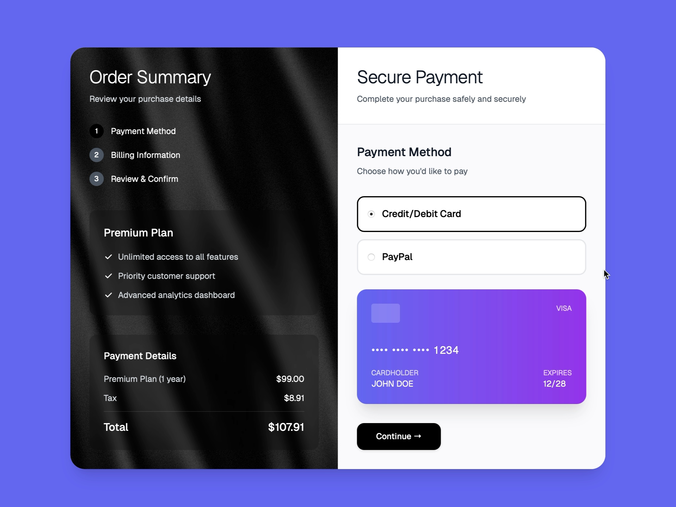 Preview for Multi-Step Payment and Order Summary