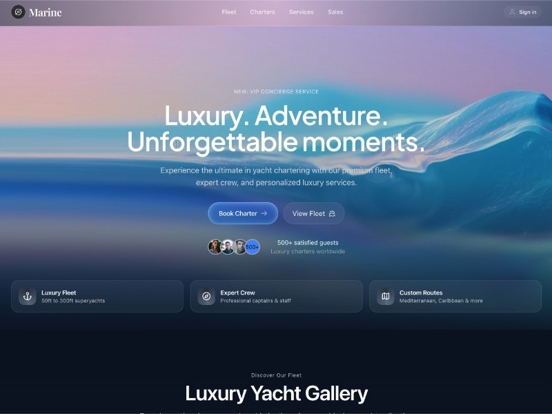 Preview for Luxury Yacht Charter Landing Page Template