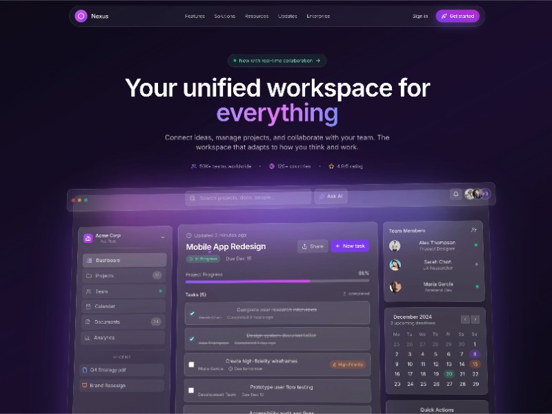 Preview for Nexus Unified Workspace Landing Page Template