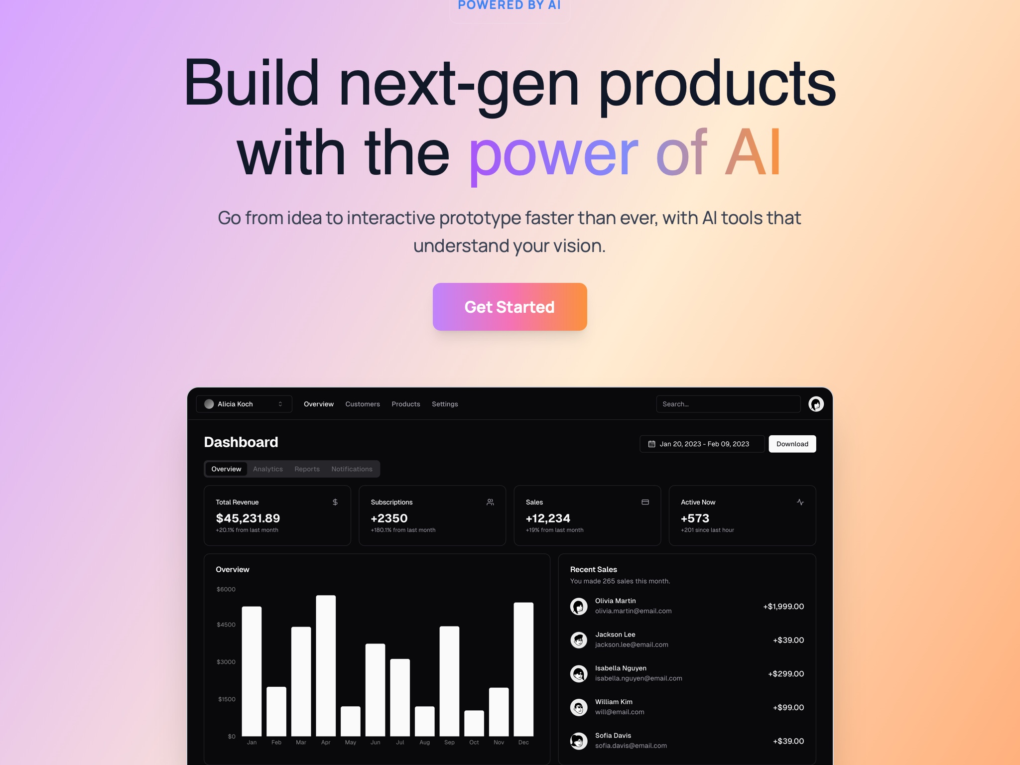 Preview for AI-Powered Product Prototype UI
