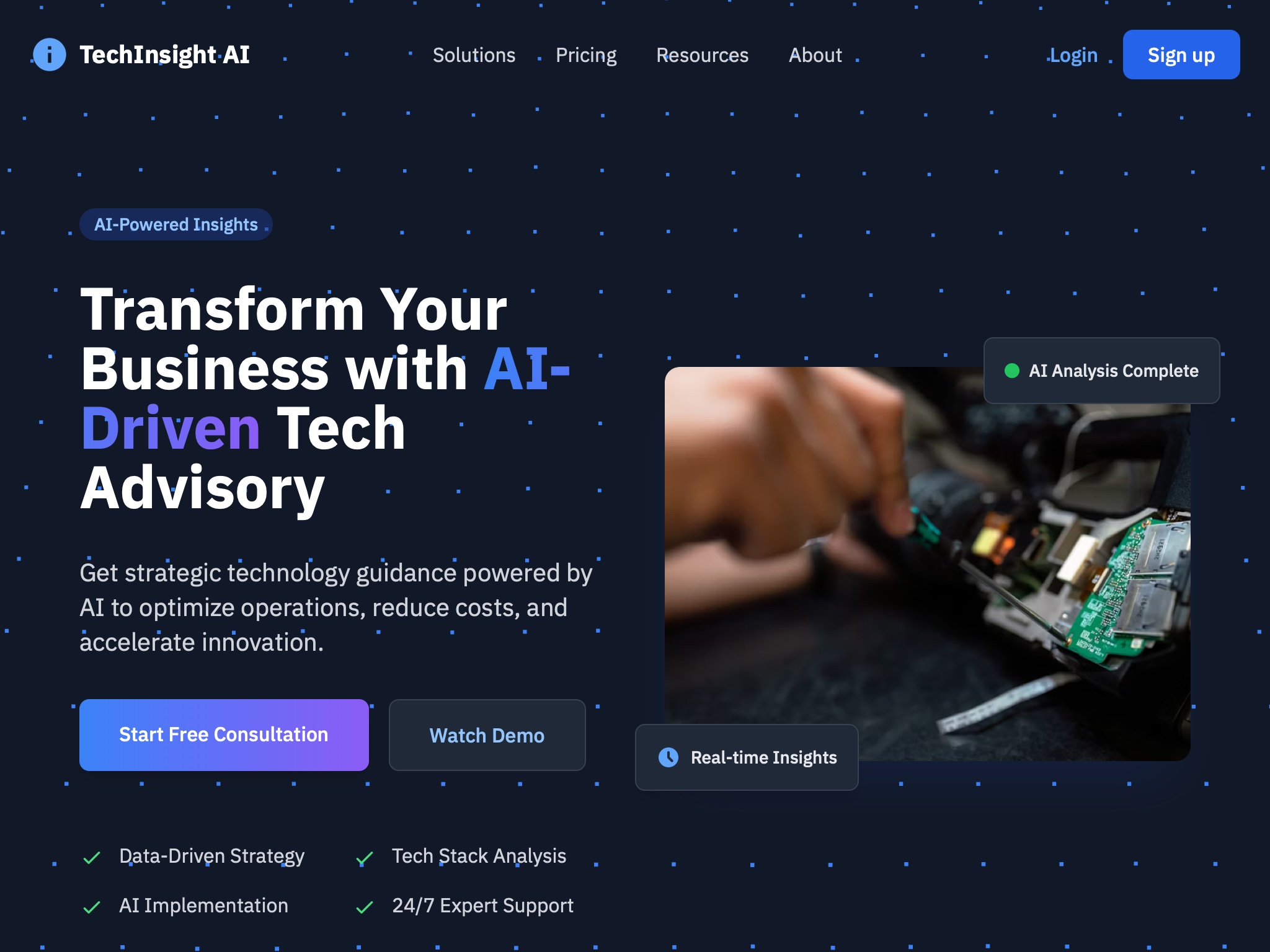 Preview for AI Tech Advisory Landing UI